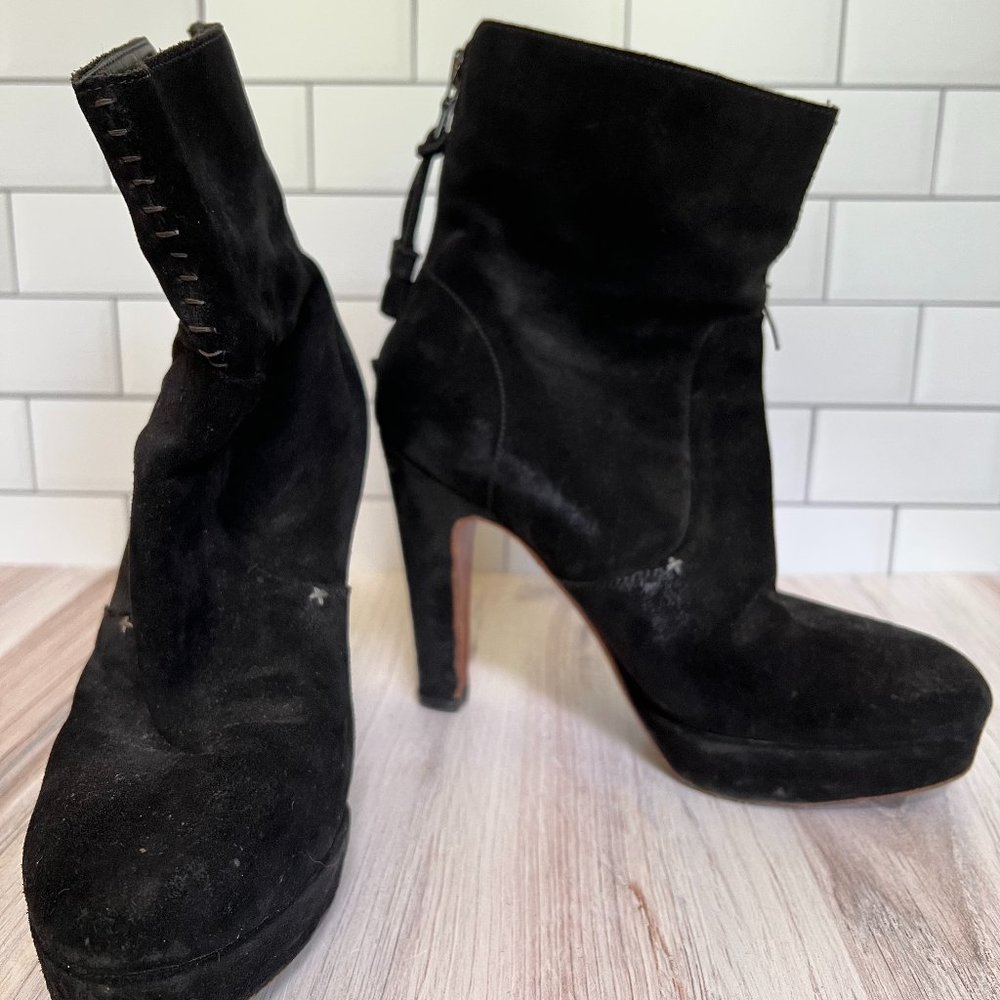 Rag & Bone Black Suede Heeled Boots